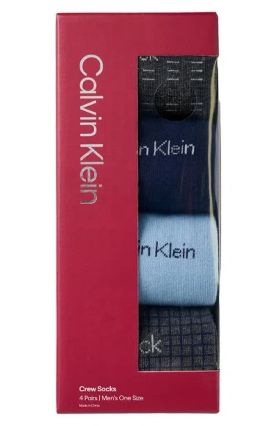 Calvin Klein 4-pack Assorted Dress Socks In Blue