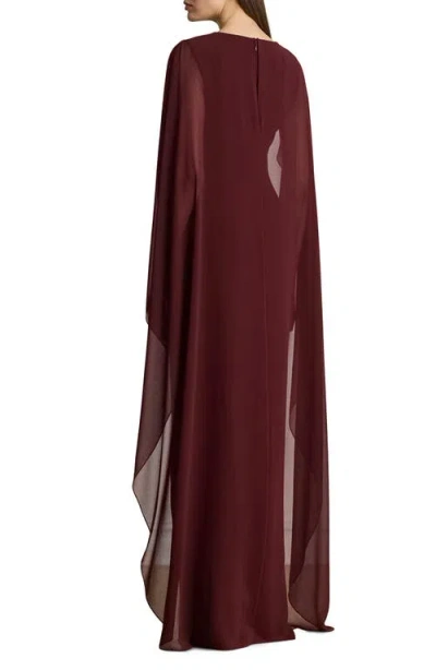 Ralph Lauren Women's Crew Neck Cape Gown In Burgundy