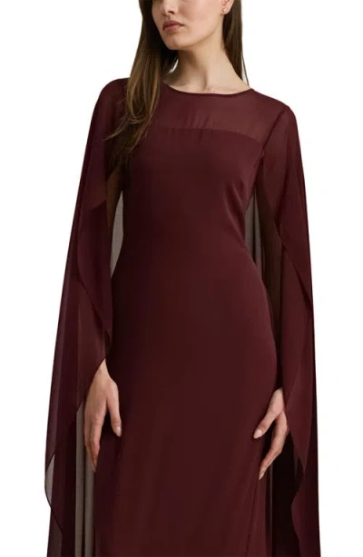 Ralph Lauren Women's Crew Neck Cape Gown In Burgundy