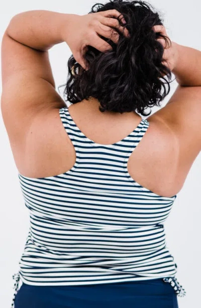 Calypsa Plus Size Maya Tankini Swim Top With Removable Cups In Blue