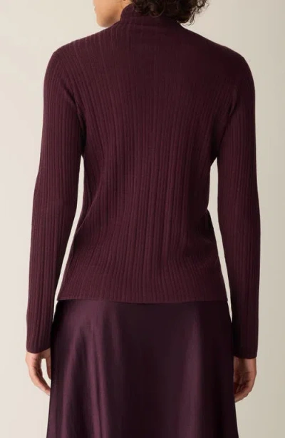 Eileen Fisher Superfine Merino Turtleneck Top In Regenerative Wool In Burgundy
