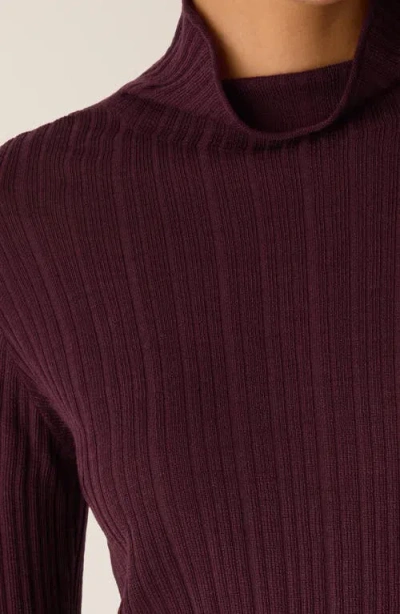 Eileen Fisher Superfine Merino Turtleneck Top In Regenerative Wool In Burgundy