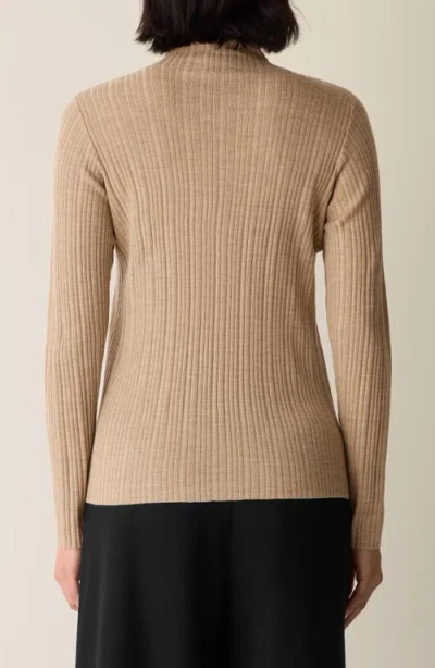 Eileen Fisher Superfine Merino Turtleneck Top In Regenerative Wool In Gold