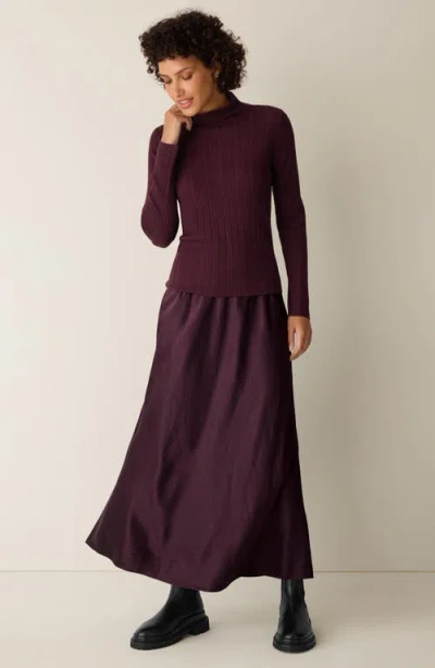 Eileen Fisher Superfine Merino Turtleneck Top In Regenerative Wool In Burgundy