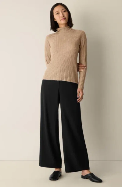 Eileen Fisher Superfine Merino Turtleneck Top In Regenerative Wool In Gold