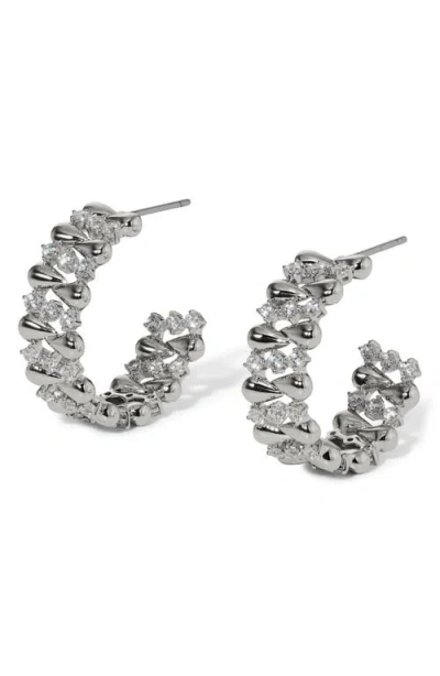 Nadri Pisa Pattern C Hoop Earrings, 0.9 Diameter In Metallic