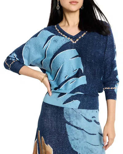 Nic + Zoe Nic+zoe Twilight Front Easy Sweater In Blue