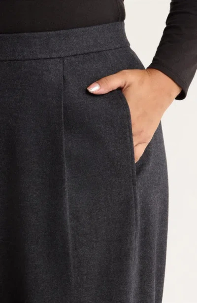Eileen Fisher Melange Felted Wool Jersey Lantern Pants In Black