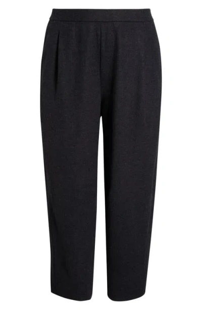 Eileen Fisher Melange Felted Wool Jersey Lantern Pants In Black