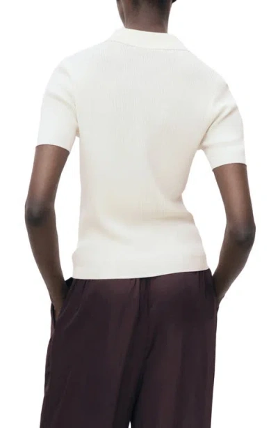 Mango Short-sleeved Polo-neck Sweater Ecru In Multi
