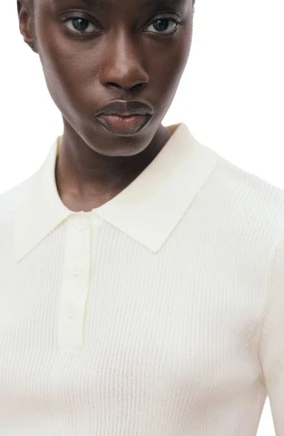 Mango Short-sleeved Polo-neck Sweater Ecru In Multi