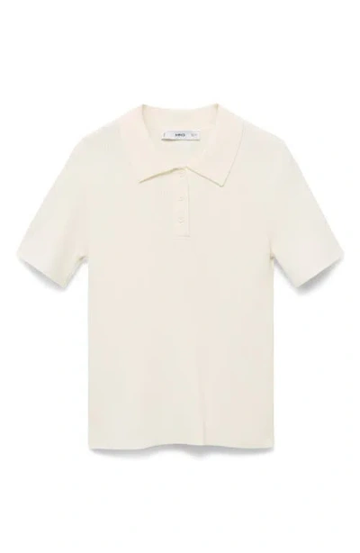 Mango Short-sleeved Polo-neck Sweater Ecru In Multi