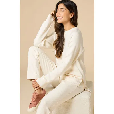 Softies Athleisure Crewneck And Crop Pant Set In White