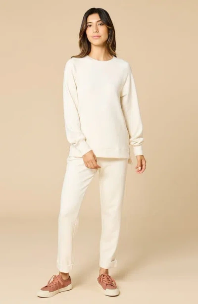 Softies Athleisure Crewneck And Crop Pant Set In White