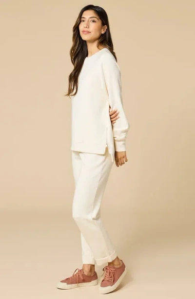 Softies Athleisure Crewneck And Crop Pant Set In White