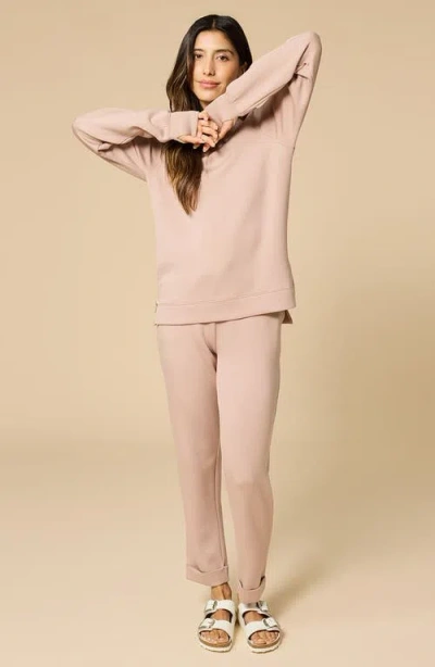Softies Athleisure Crewneck And Crop Pant Set In Neutral