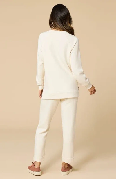 Softies Athleisure Crewneck And Crop Pant Set In White