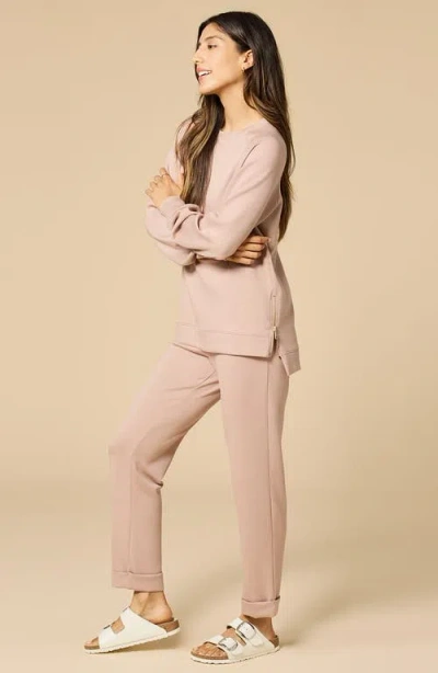 Softies Athleisure Crewneck And Crop Pant Set In Neutral