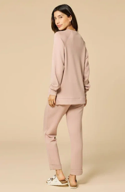 Softies Athleisure Crewneck And Crop Pant Set In Neutral