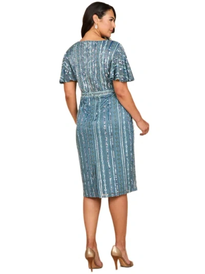 Lara New York Beaded Midi Dress With Flutter Sleeves In Green