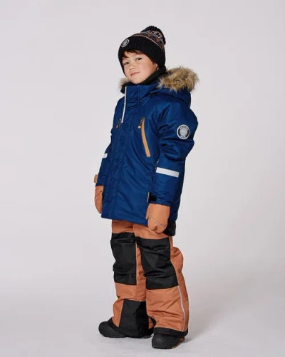 Deux Par Deux Boy Two-piece Play Snowsuit In Brown
