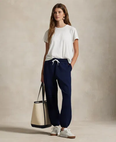 Polo Ralph Lauren Navy Blue Cotton Jogging Pants In Blue