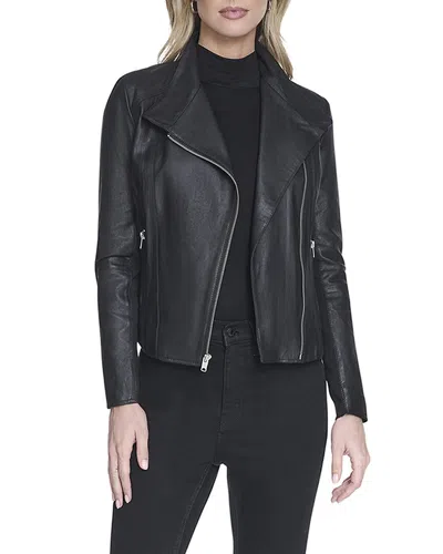Andrew Marc Felix Leather Coat In Black
