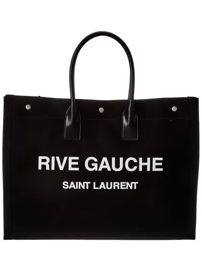 Saint Laurent Rive Gauche Tote Bag In Canvas In Black
