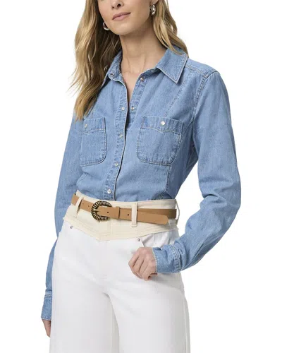 Paige Devika Linen-blend Shirt In Blue