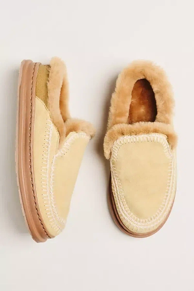 Laidback London Jun 4.1 Genuine Shearling Lined Slipper In Yellow