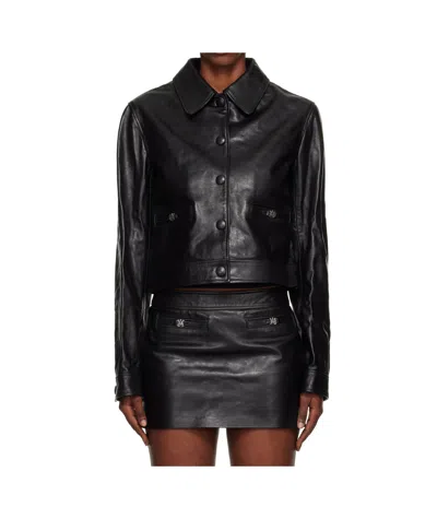 Amiri Buttoned Leather Jacket In Black
