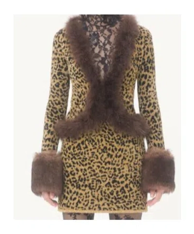 Valentino Jacquard-strickjacke Mit Animalprint Aus Lurex Frau Animalier Xs In Brown