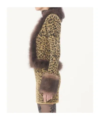 Valentino Jacquard-strickjacke Mit Animalprint Aus Lurex Frau Animalier Xs In Brown