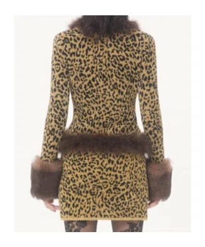 Valentino Jacquard-strickjacke Mit Animalprint Aus Lurex Frau Animalier Xs In Brown