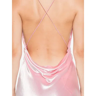 Alberta Ferretti Soft Cowl Neck Long Velvet Gown In Pink