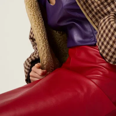 Miu Miu Nappa Leather Skirt In Red