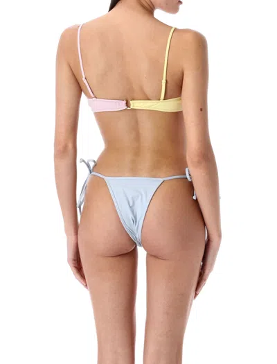 Reina Olga Adjustable Straps Color-block Tie-side Bikini In Multicolor