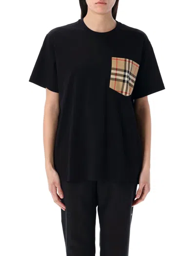 Burberry Carrick Check Pocket T-shirt In Black