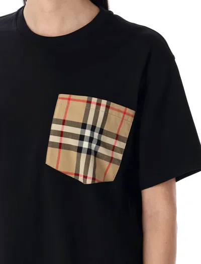 Burberry Carrick Check Pocket T-shirt In Black