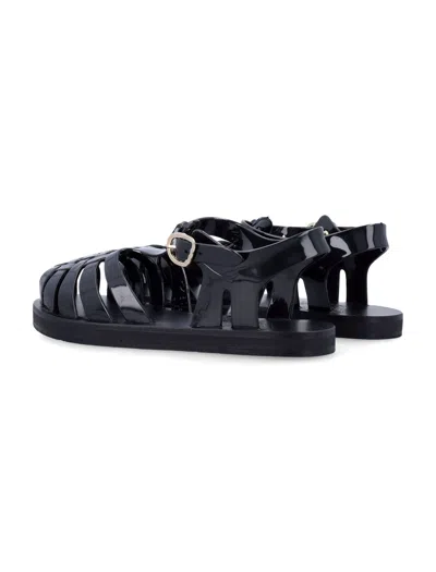 Ancient Greek Sandals Closed Toe Fisherman Style Flat Sandal In Black