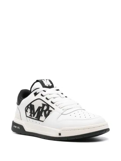 Amiri White Low Top Sneakers With Logo Patch On The Side And Contrasting Heel With Logo Lettering In Leath In Multi