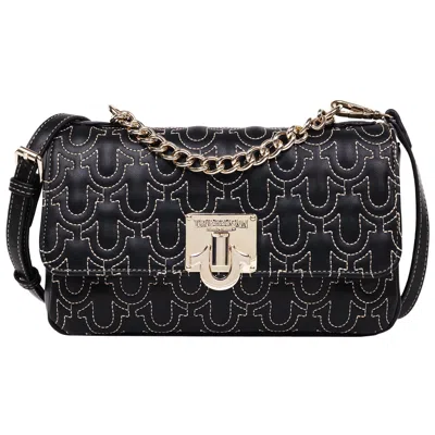True Religion Horseshoe Quilted Flap Shoulder Bag In Black