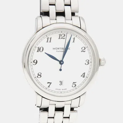 Pre-owned Montblanc Star Legacy Automatic White Stainless Steel Men's Wristwatch 38 Mm