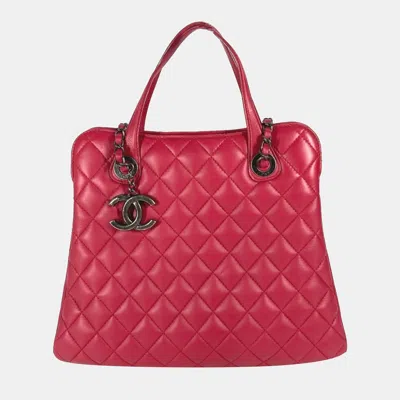 Pre-owned Chanel Handbag Shoulder Bag Cc Coco Mark Matelasse Quilted 2-way Chain Tote Lambskin Pink
