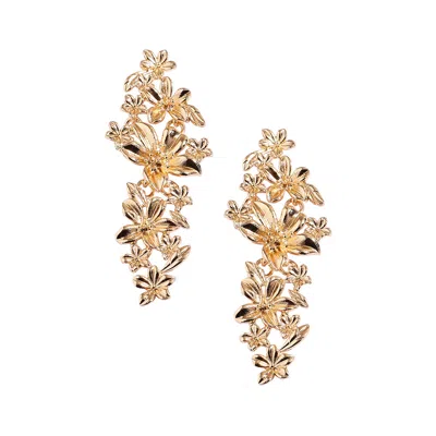 Sohi Metallic Flora Drop Earrings In Gold