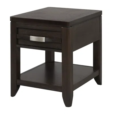 Hivvago Joni 25 Inch Side End Table, 1 Drawer And Shelf, Espresso Brown Acacia Wood