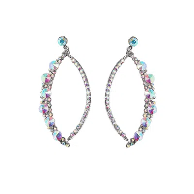 Sohi Rhinestone Crescent Drop Earrings In Silver