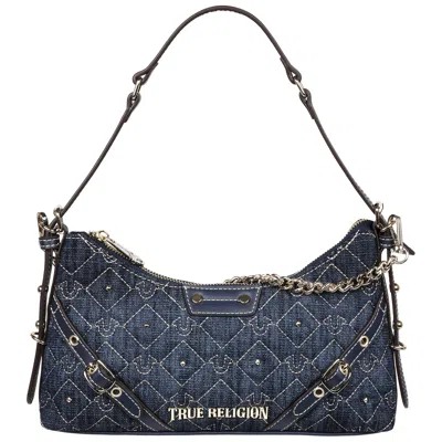 True Religion Studded Denim Chain Shoulder Bag In Blue