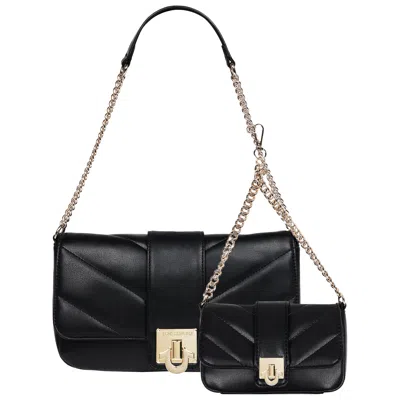 True Religion Quilted Flap Shoulder Bag With Mini Bag In Black