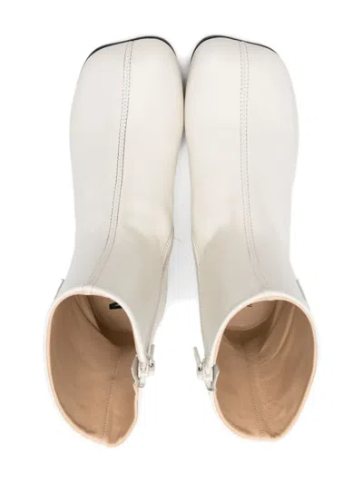 Mm6 Maison Margiela Tabi Leather Ankle Boots In White